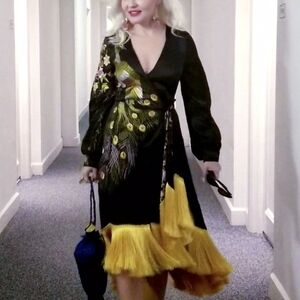 ASOS Black Dress with Colorful Embroidery. Sz 2. Great Conditions.